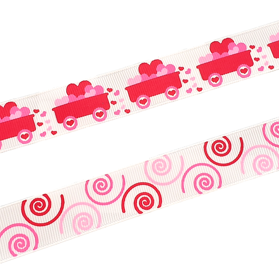 Wagon Hearts & Swirls Grosgrain Ribbon