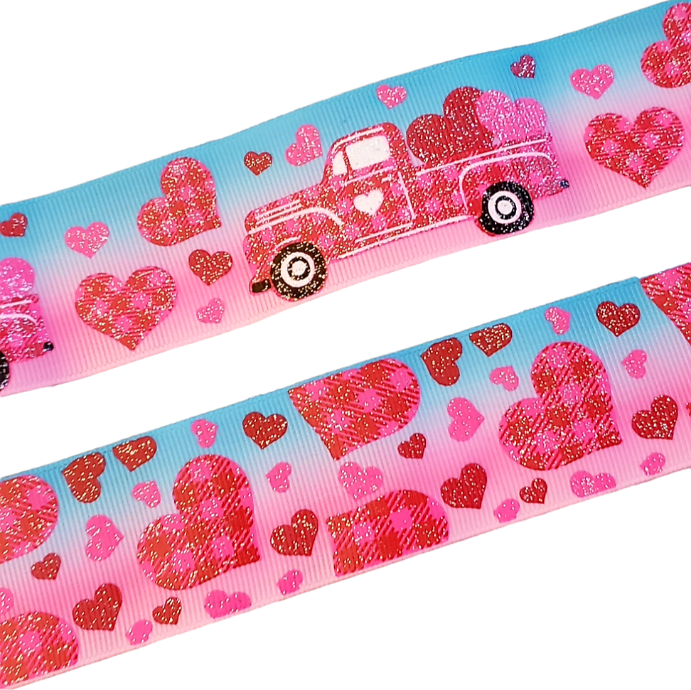 Love Truck & Plaid Hearts Ribbon
