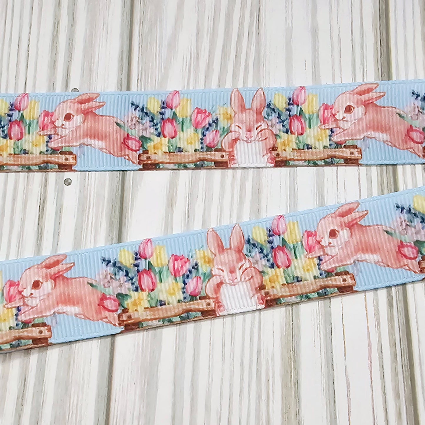 Spring Bunny & Flowers Grosgrain Ribbon