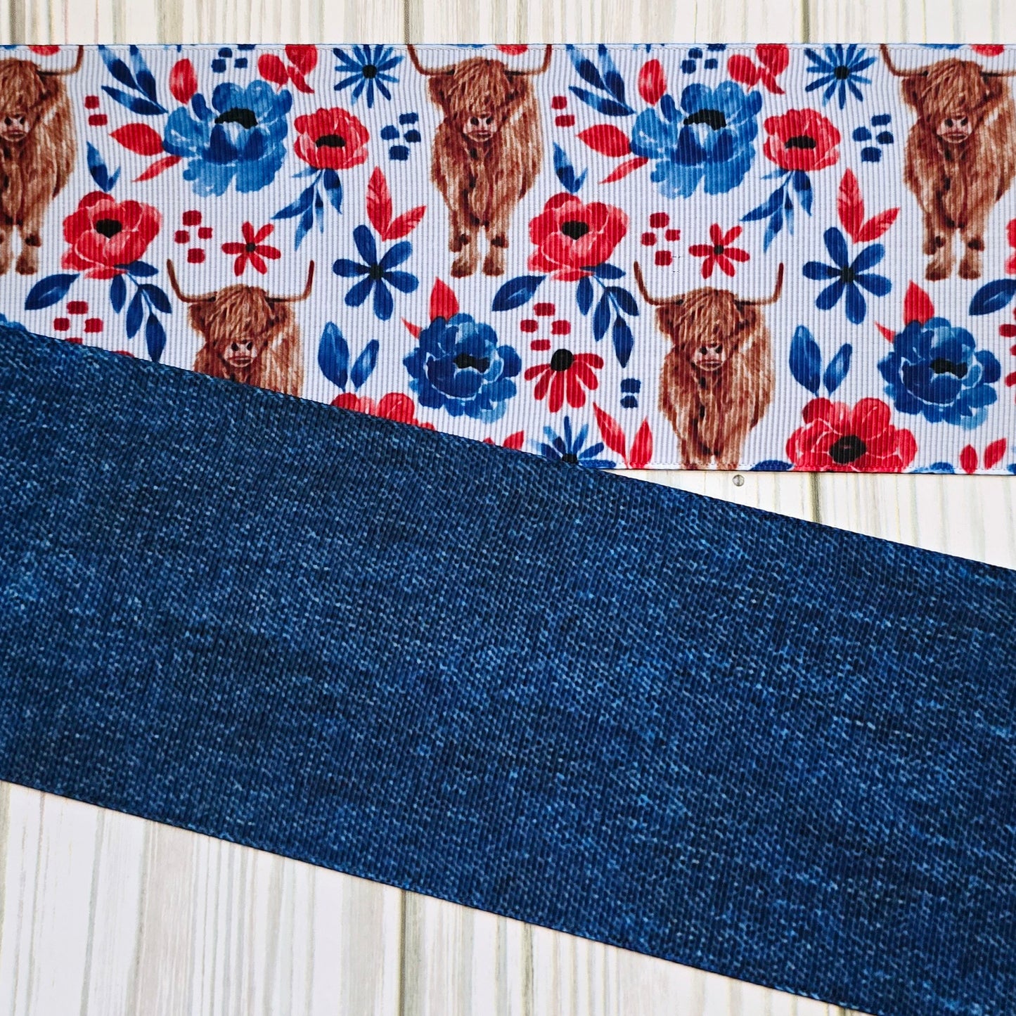 Patriotic Highland Cow Ribbon