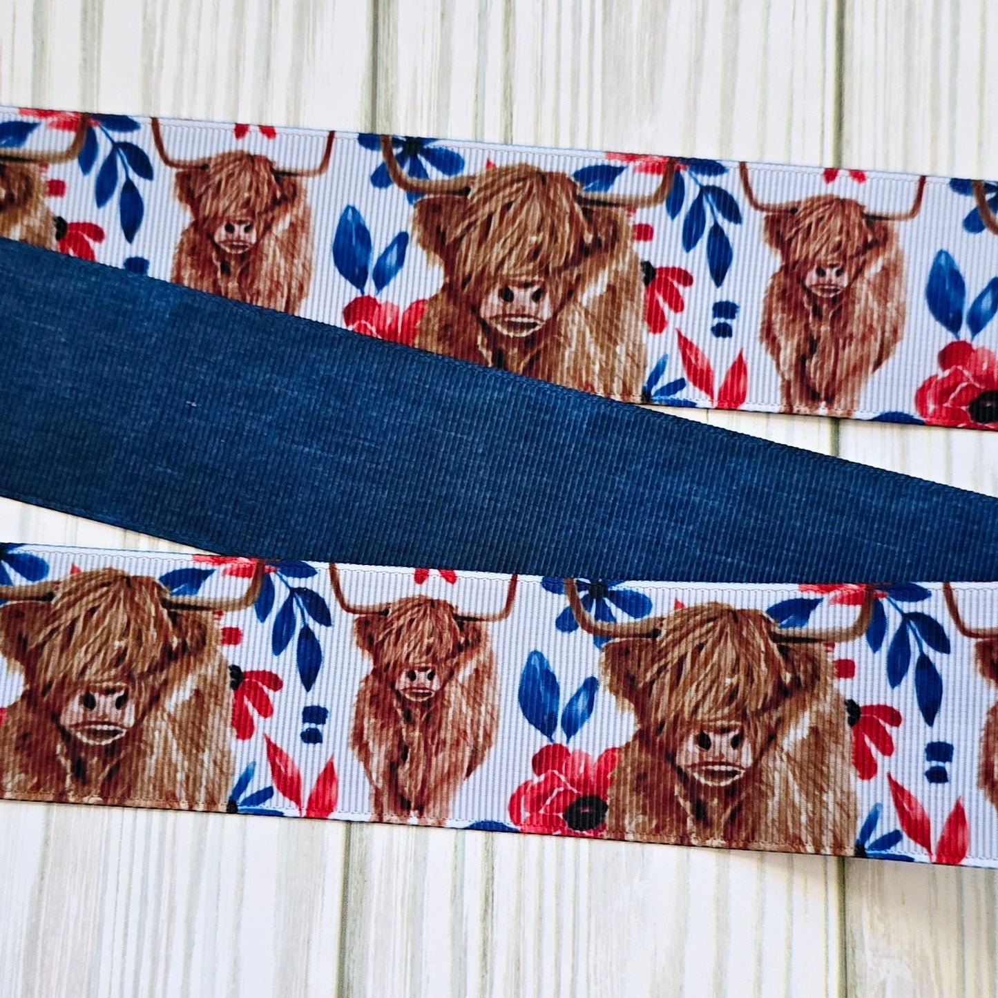 Patriotic Highland Cow Ribbon