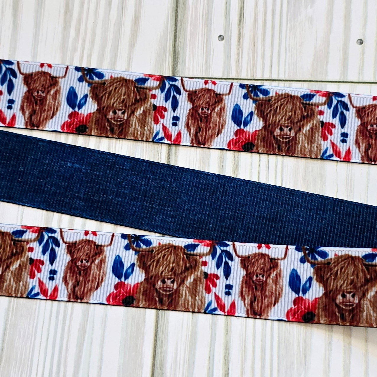 Patriotic Highland Cow Ribbon