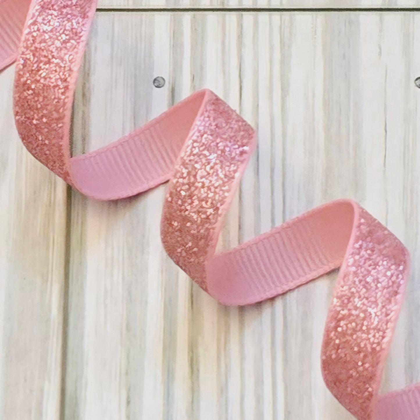 GL - Pink Glitter Grosgrain Ribbon