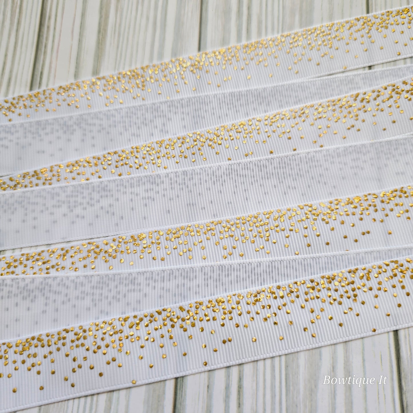 Gold Rain Dots Ribbon