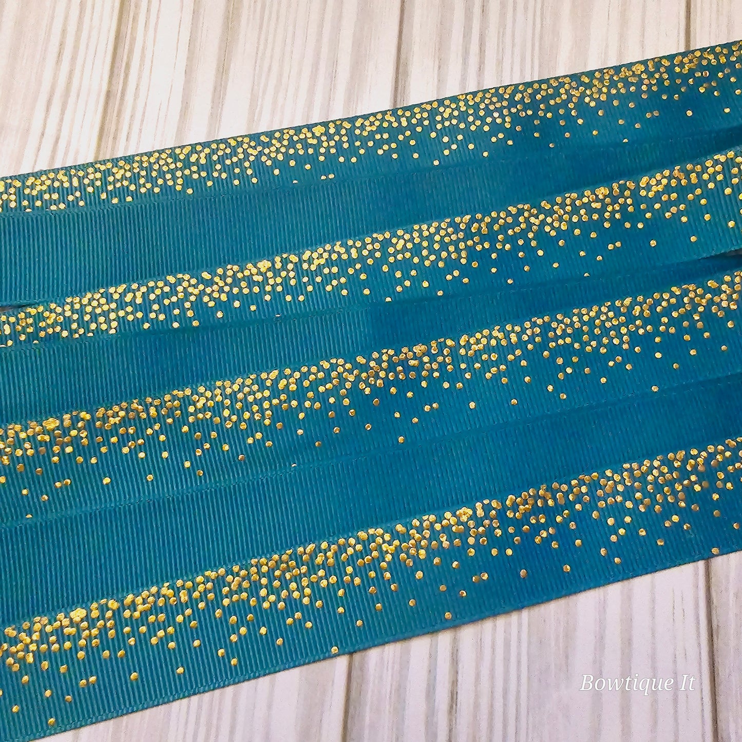 Gold Rain Dots Ribbon