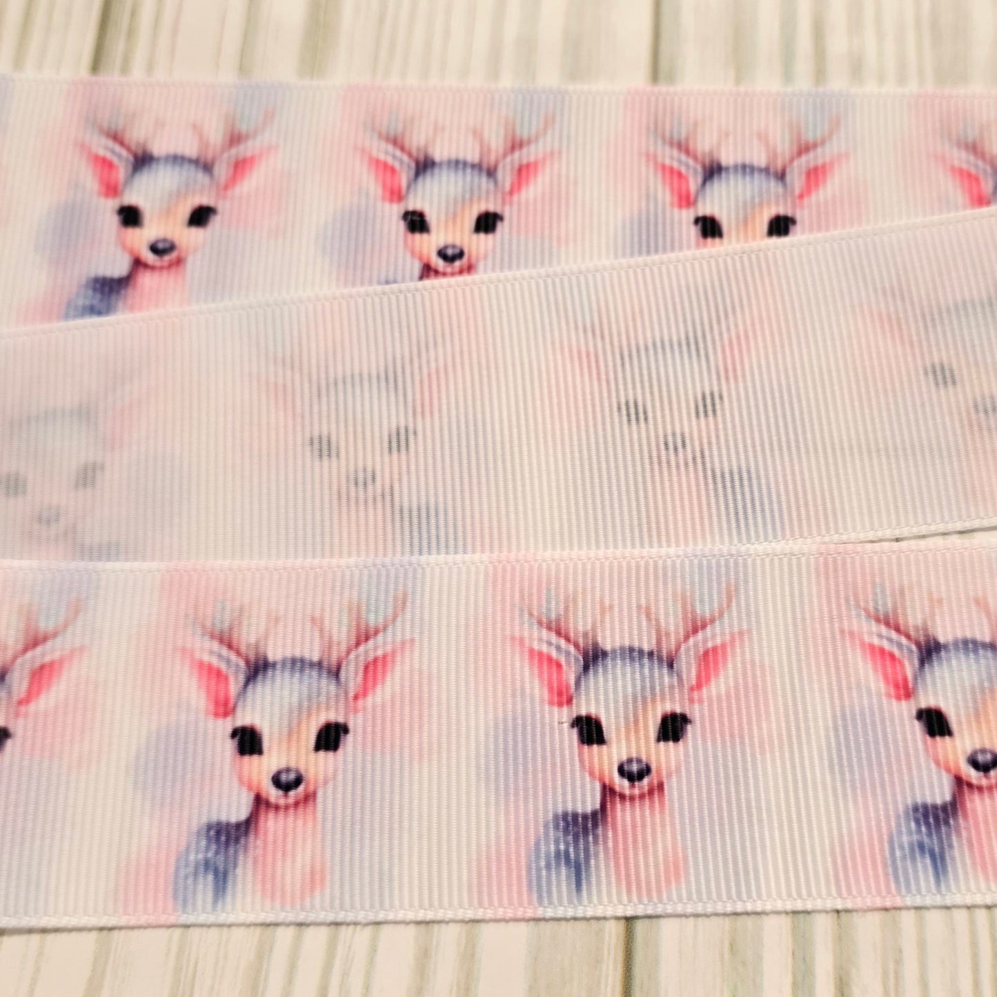 Winter White Deer Grosgrain Ribbon