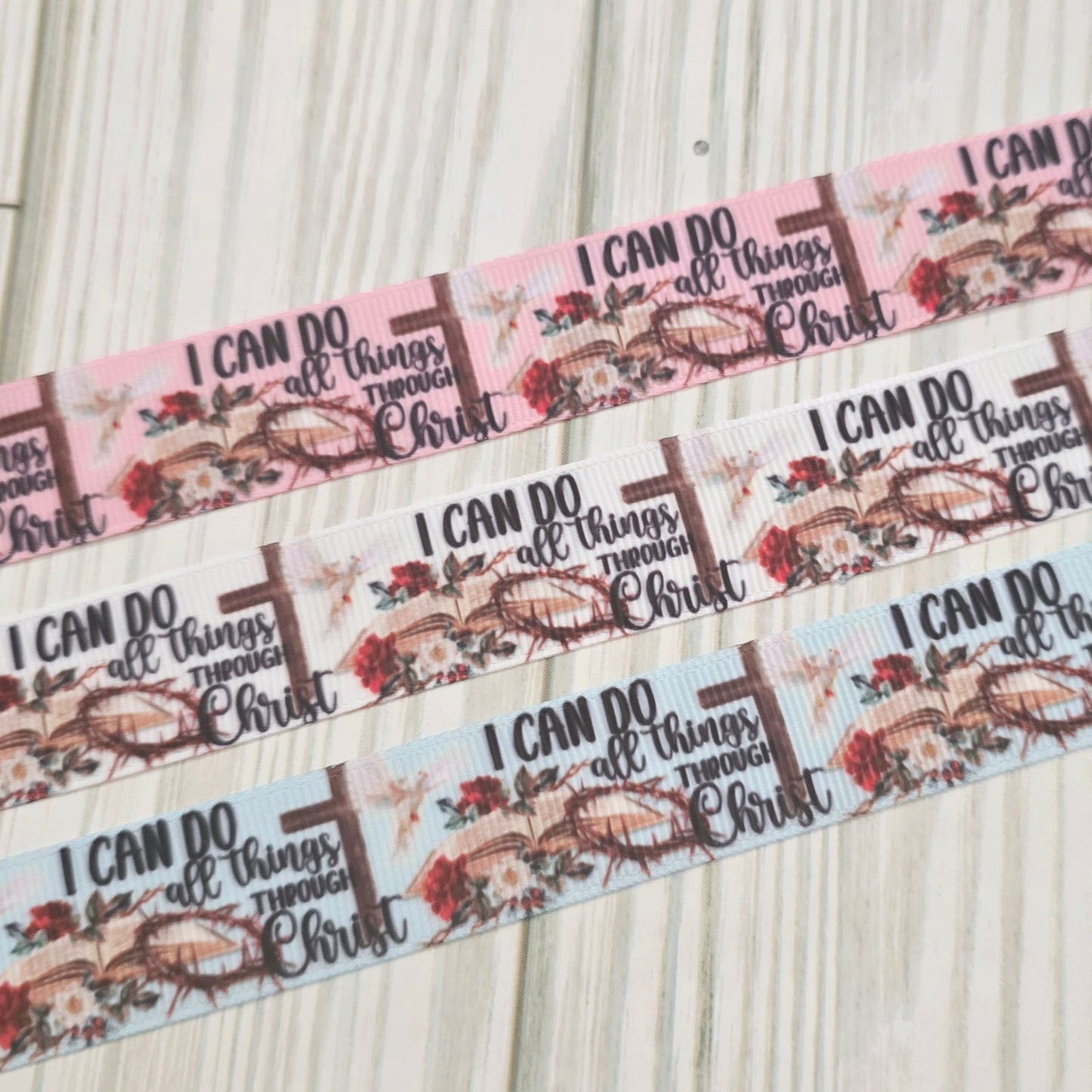 All Thing Through Christ Grosgrain Ribbon