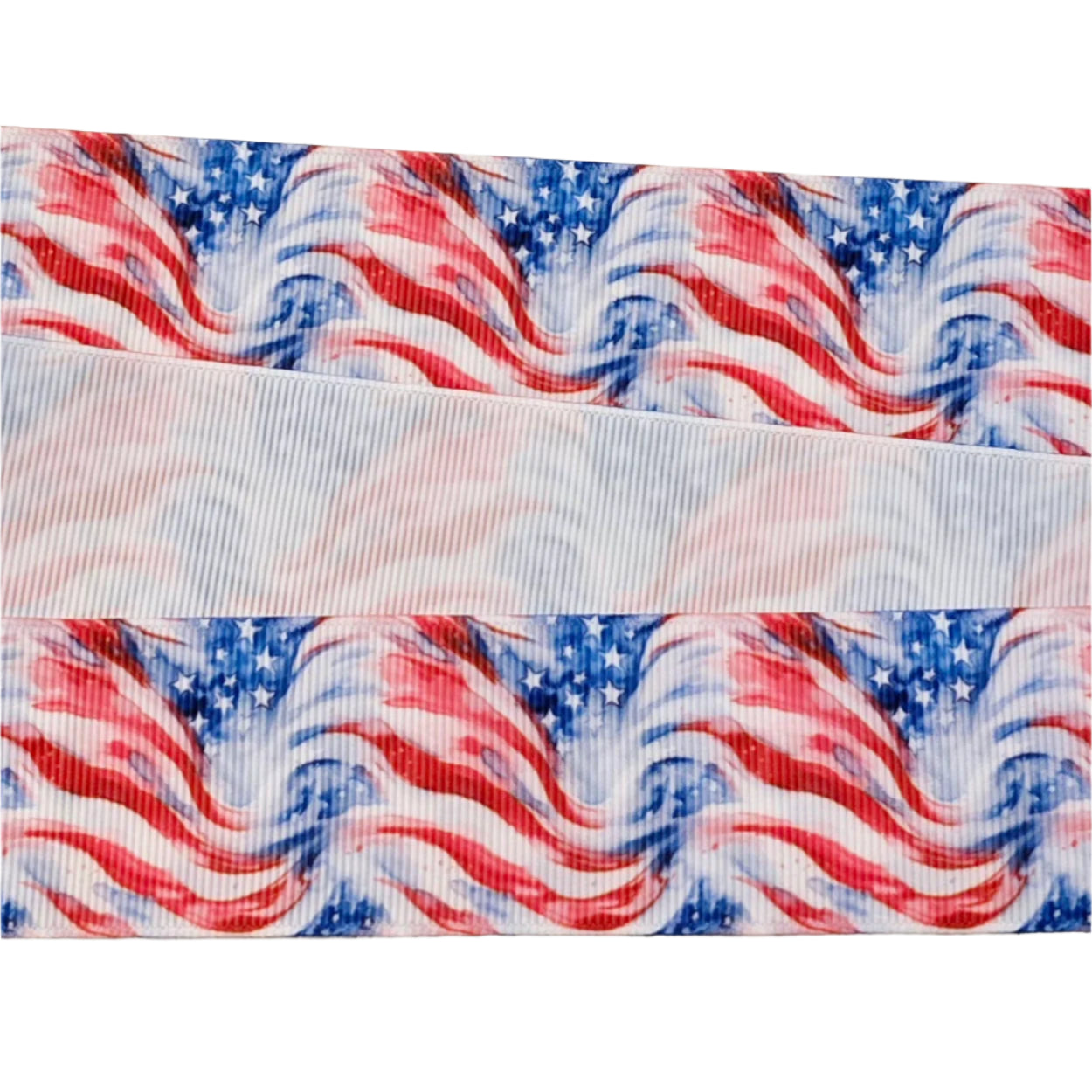 Watercolor Patriotic Flag Grosgrain Ribbon