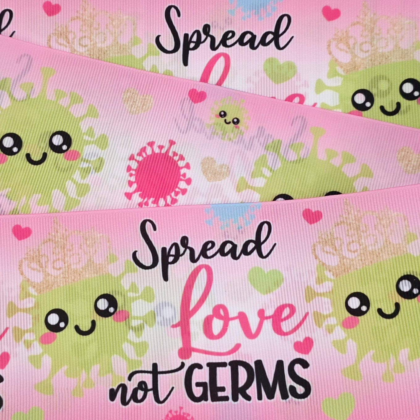 Spread Love not Germs Grosgrain Ribbon