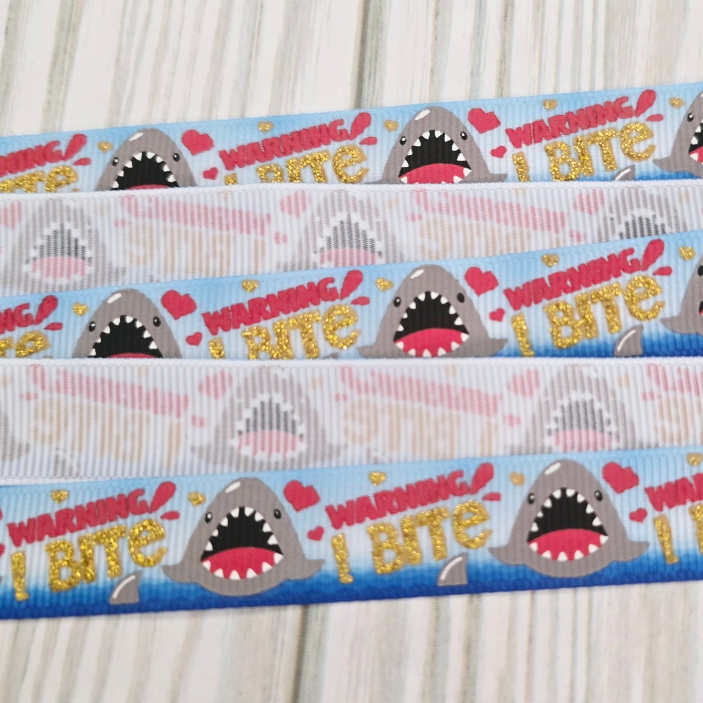 Warning I Bite Grosgrain Ribbon
