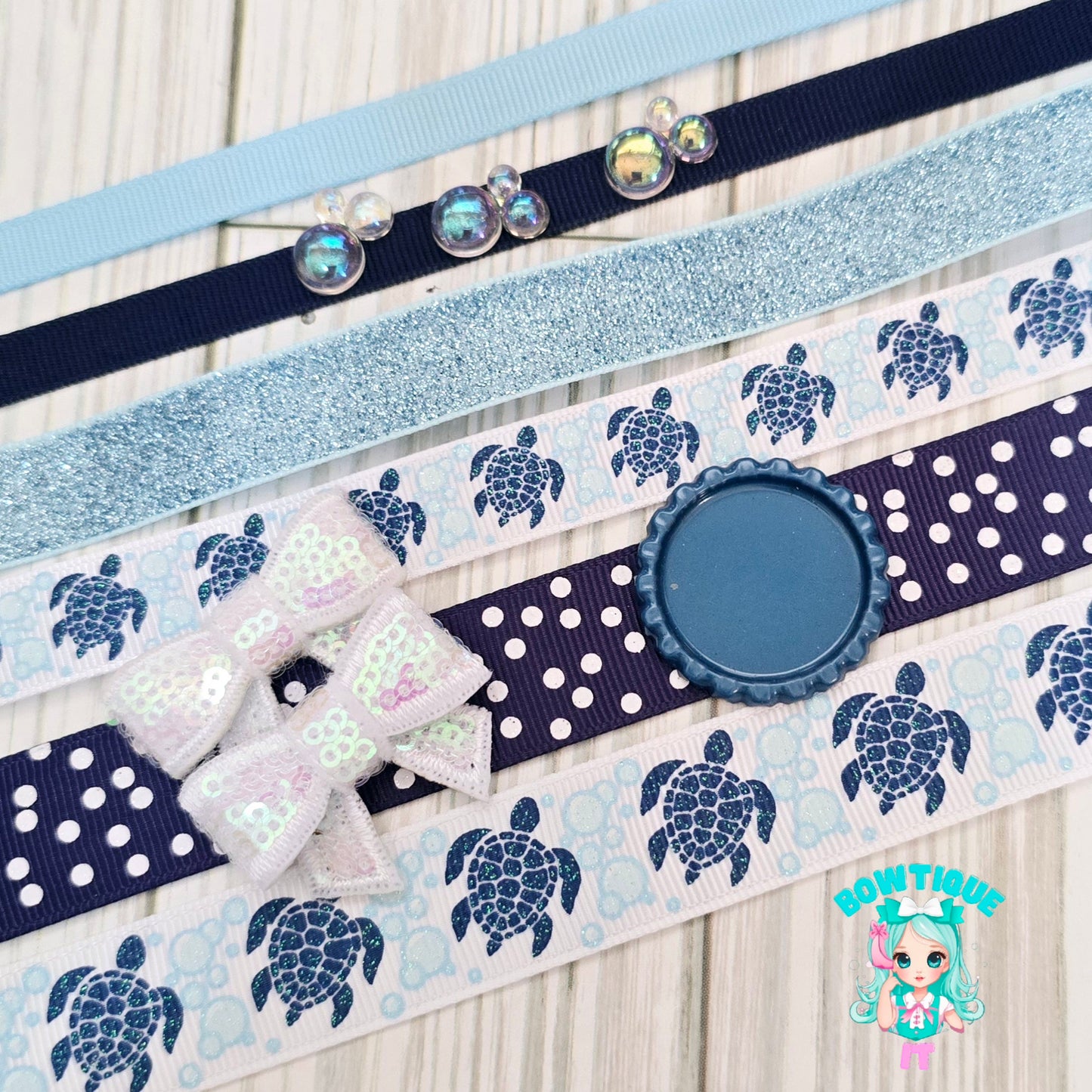 Tribal Sea Turtles Grosgrain Ribbon