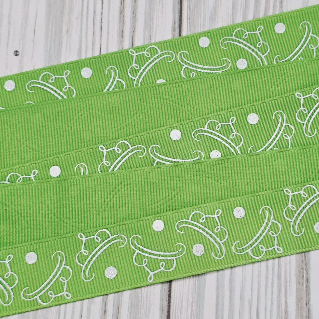 Tiaras White Glitter Grosgrain Ribbon