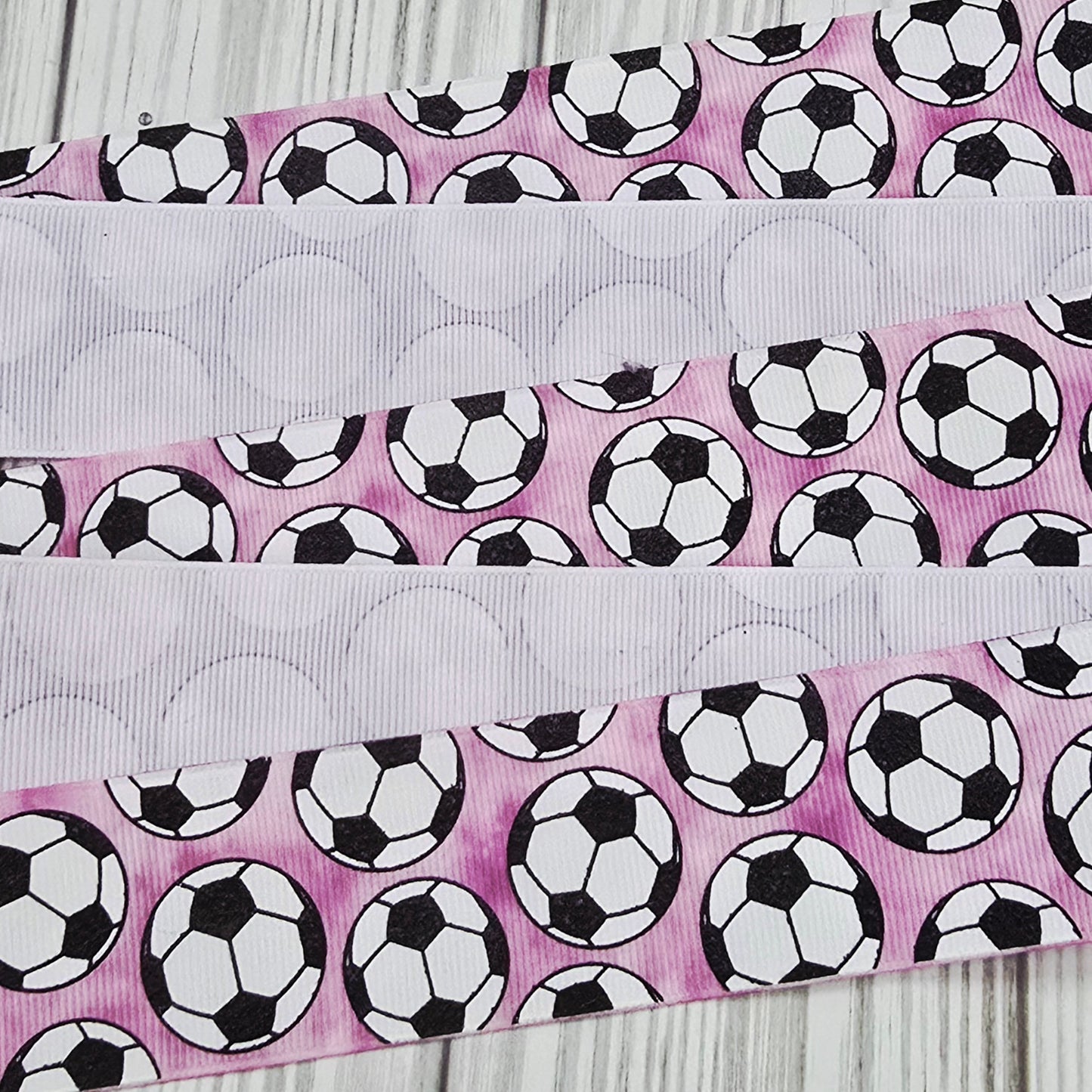 Soccer Balls Watercolor Grosgrain Ribbon