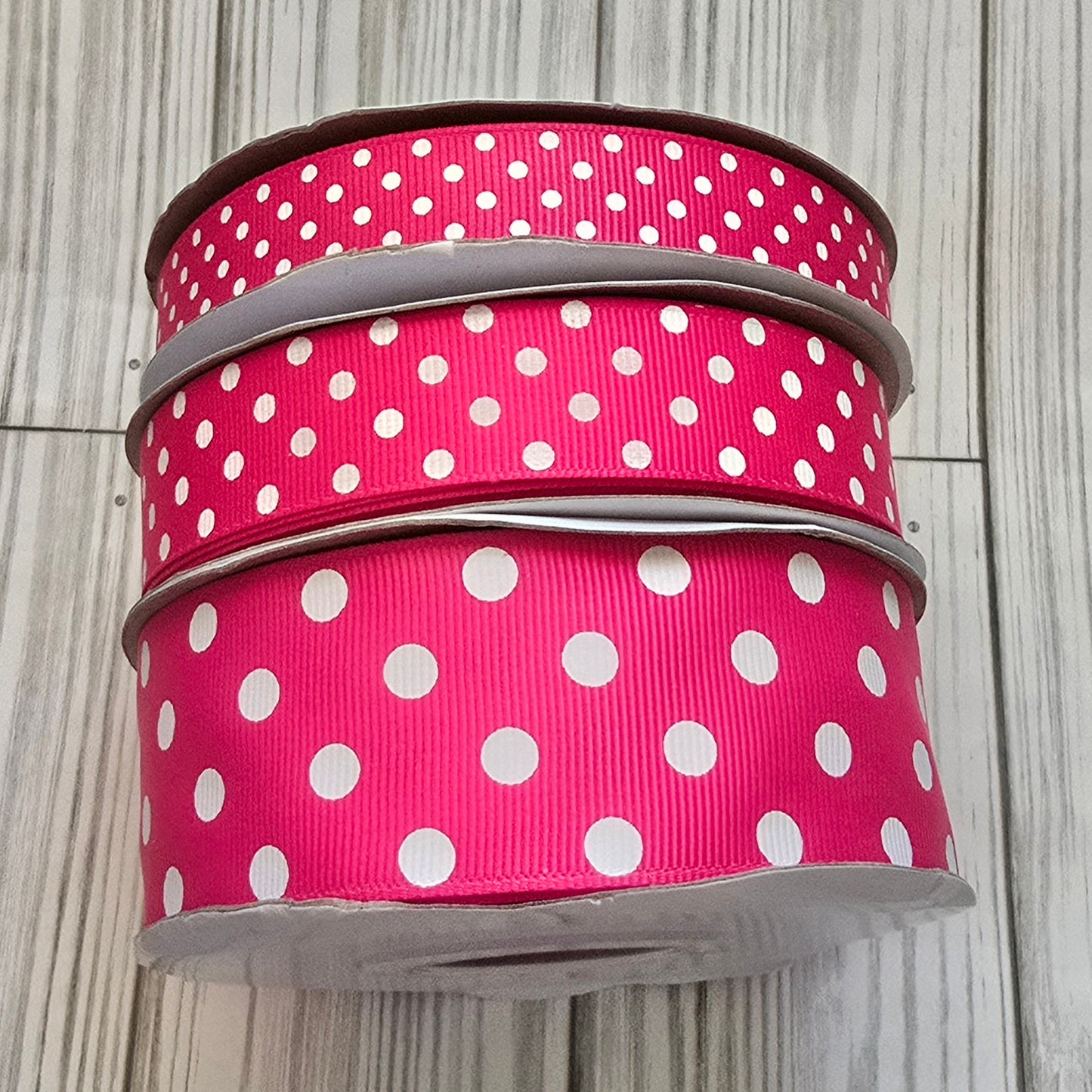 White Polka Dots Grosgrain Ribbon