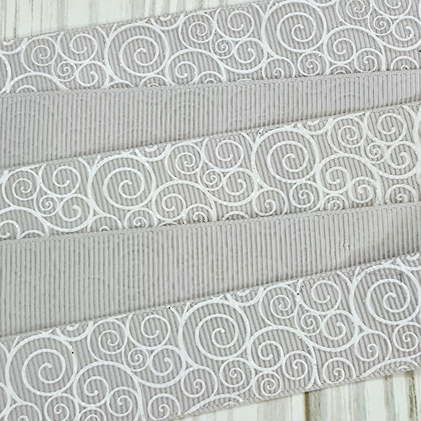 Glitter White Swirls Grosgrain Ribbon