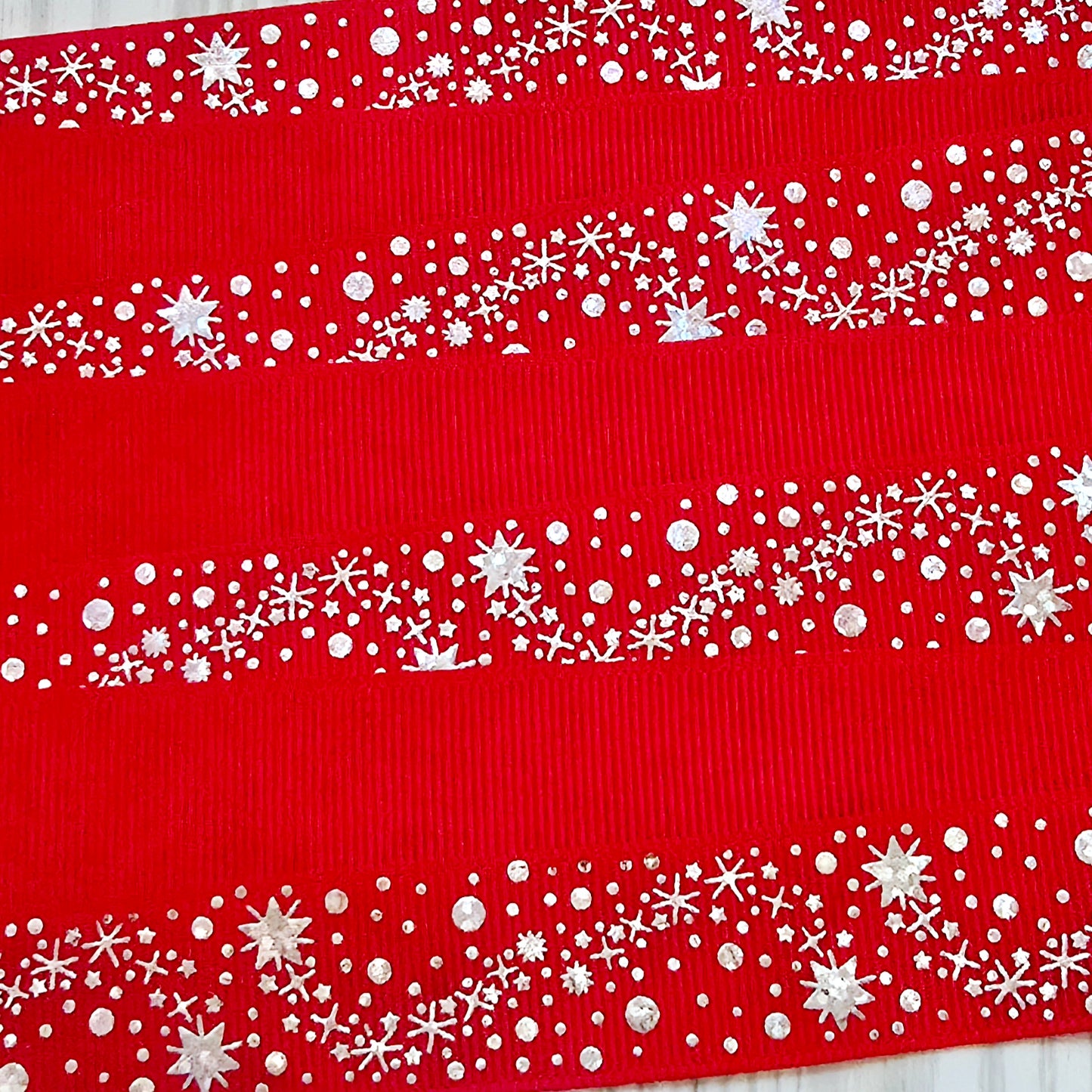 Silver Star Dust Grosgrain Ribbon