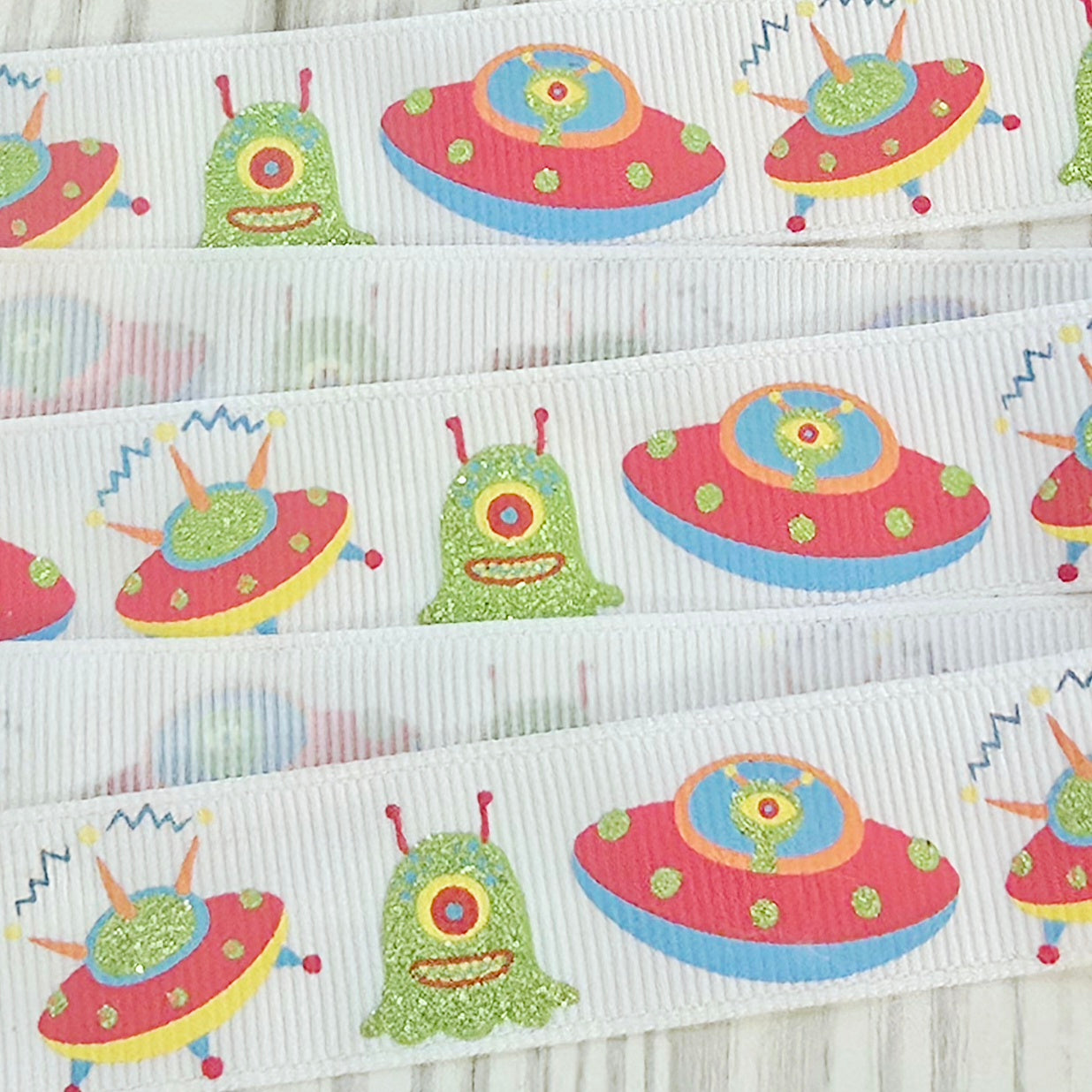 Alien & Spaceships Grosgrain Ribbon