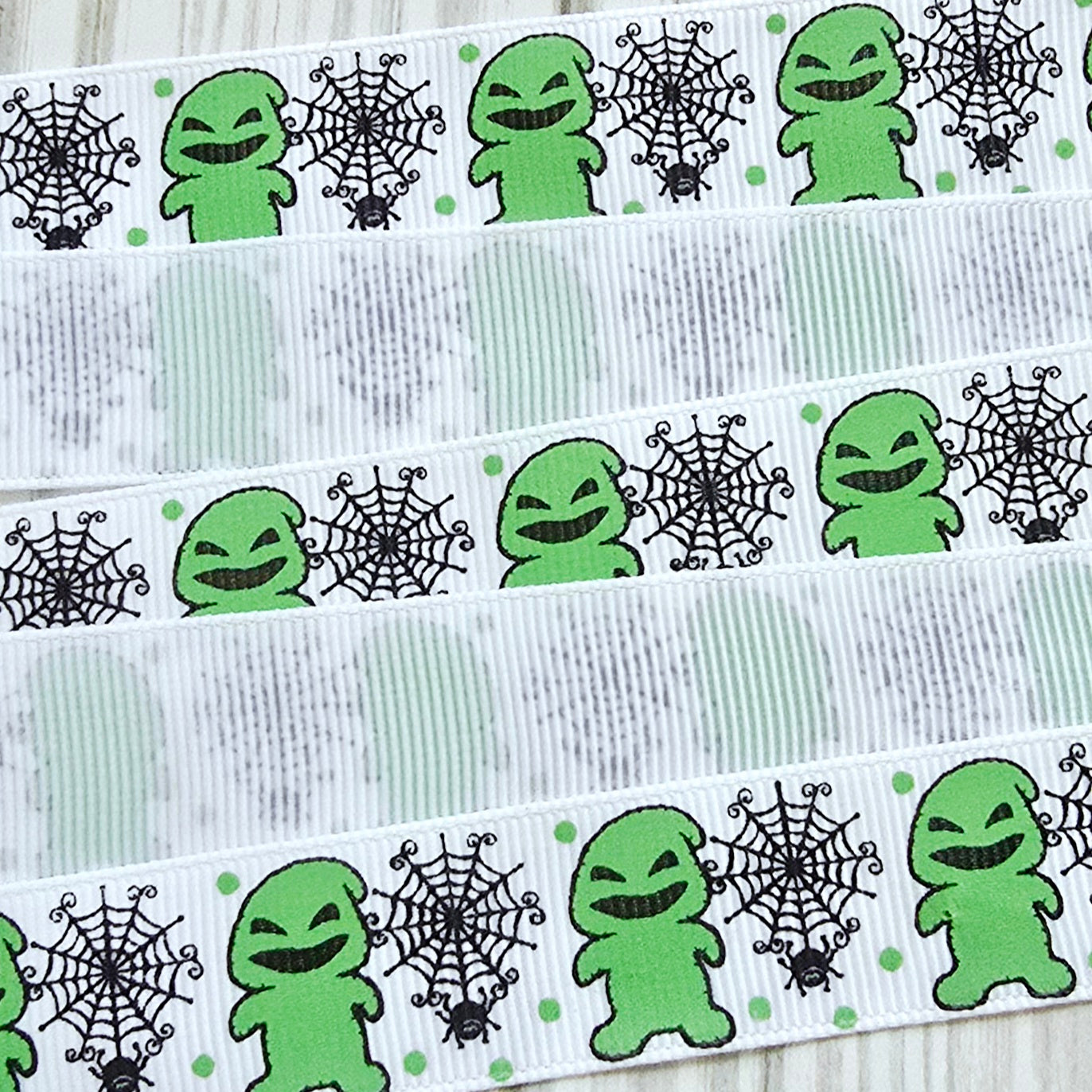 Green Guy & Spider Web Grosgrain Ribbon