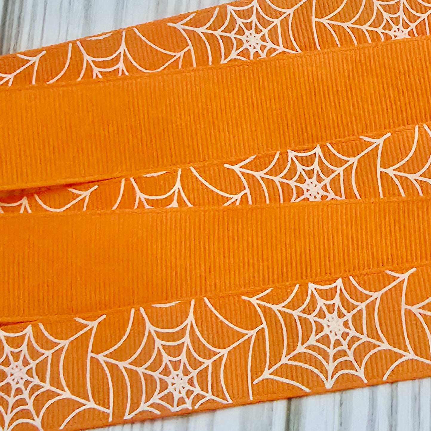 Spider Web Grosgrain Ribbon-Glows in the Dark