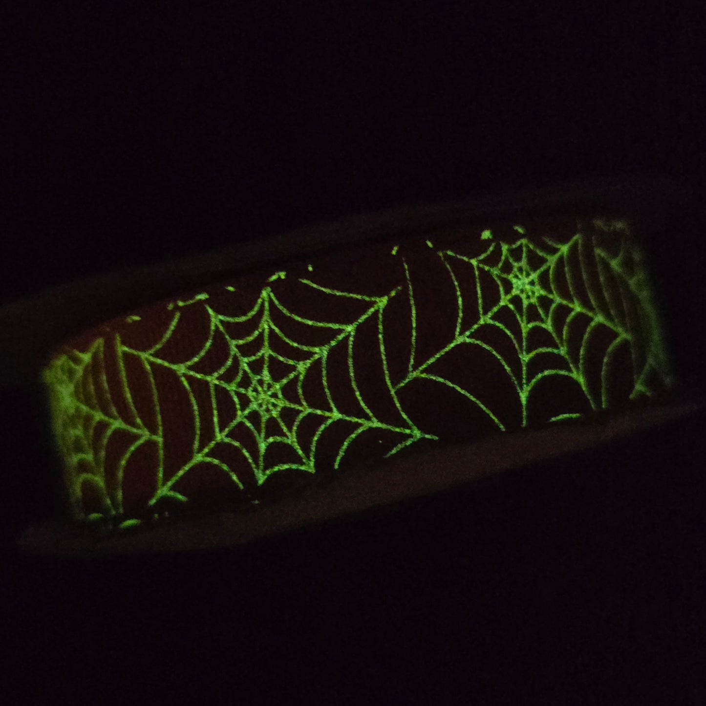 Spider Web Grosgrain Ribbon-Glows in the Dark