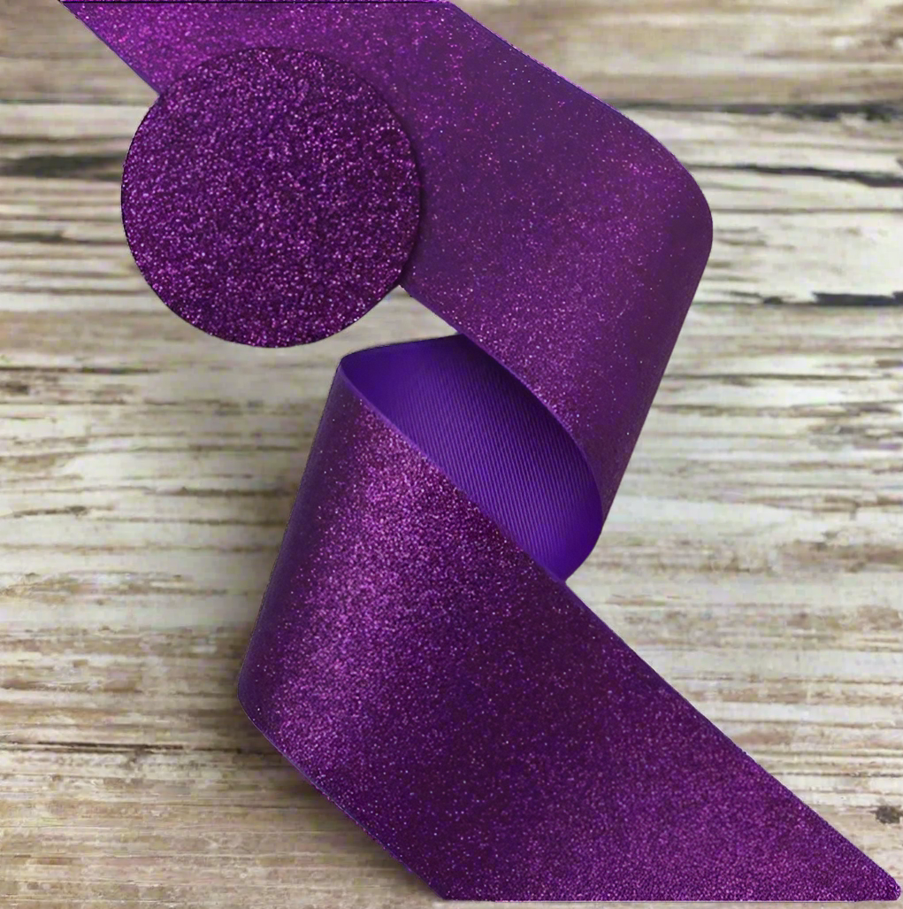 GL - Purple Soft Glitter Grosgrain Ribbon