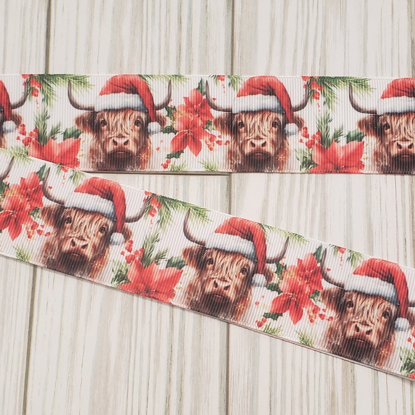 Santa Highland Cow Ribbon