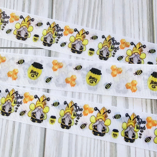 Bee Kind Gnome Ribbon - Reversible/Double Sided