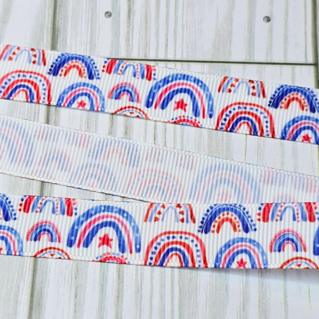 Patriotic Boho Rainbow Ribbon