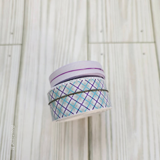 Purple Plaid Ribbon Set