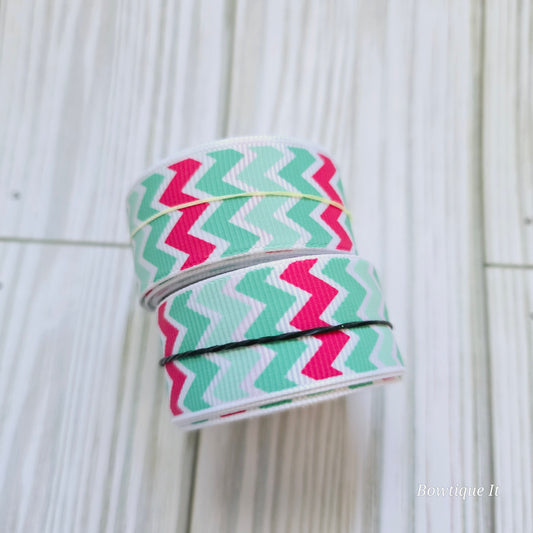 5y - Chevron Pink/Aqua Ribonn