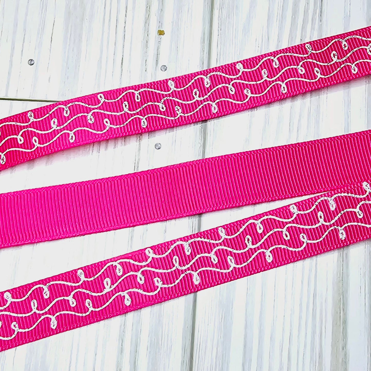 Doodles (White Glitter) Ribbon