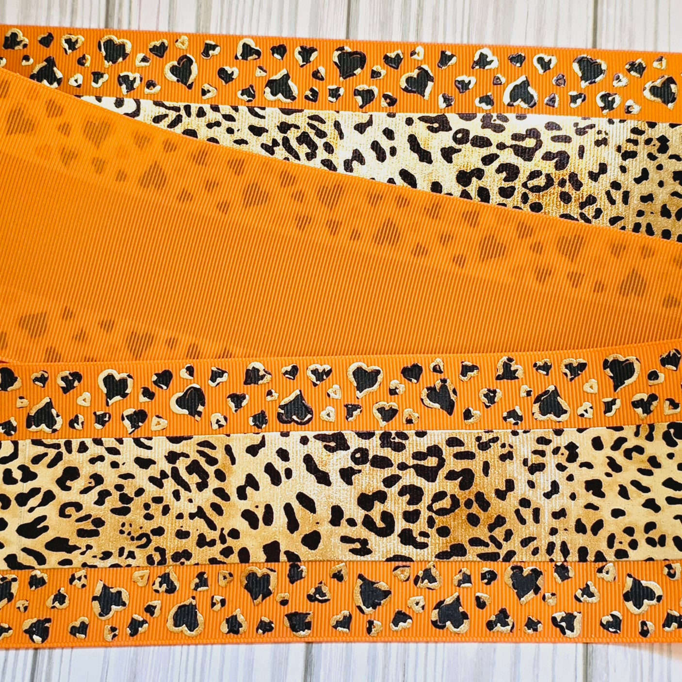 Leopard Heart Print Ribbon