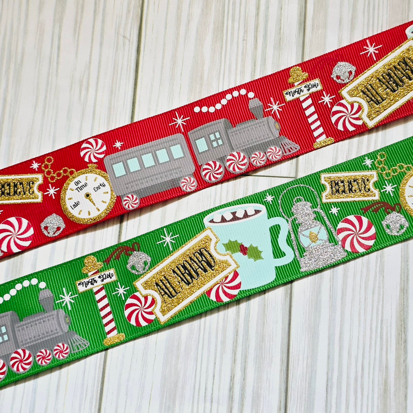 Christmas Train Ribbon, 1.5"