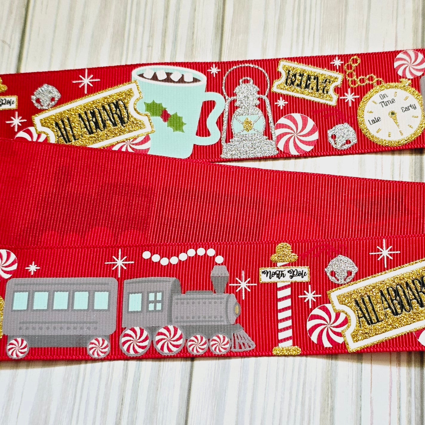 Christmas Train Ribbon, 1.5"