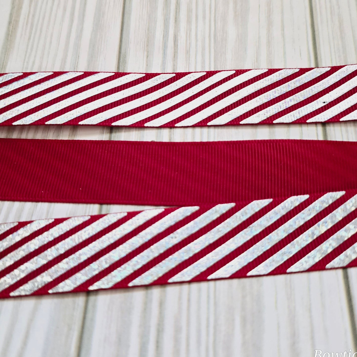 Silver Laser Foil Diagonal Stripes Ribbon