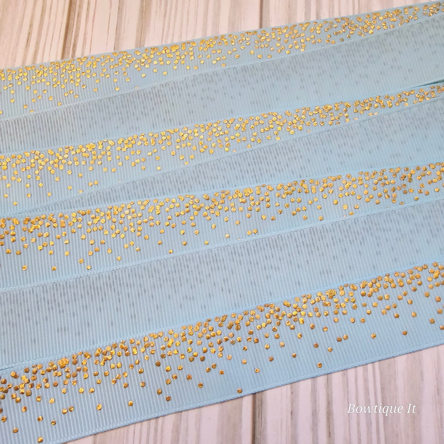 Gold Rain Dots Ribbon