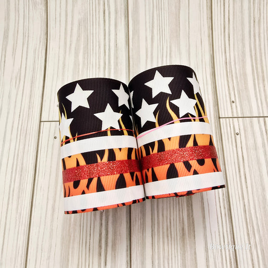 5y - 3" Stars, Stripes & Flames Ribbon