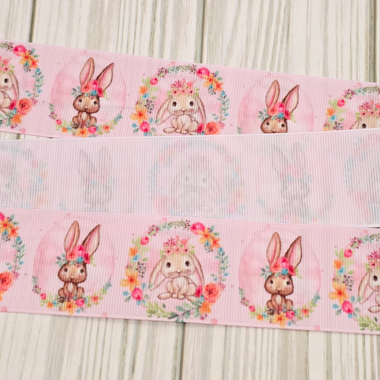 Bunnies & Flowers Grograin Ribbon