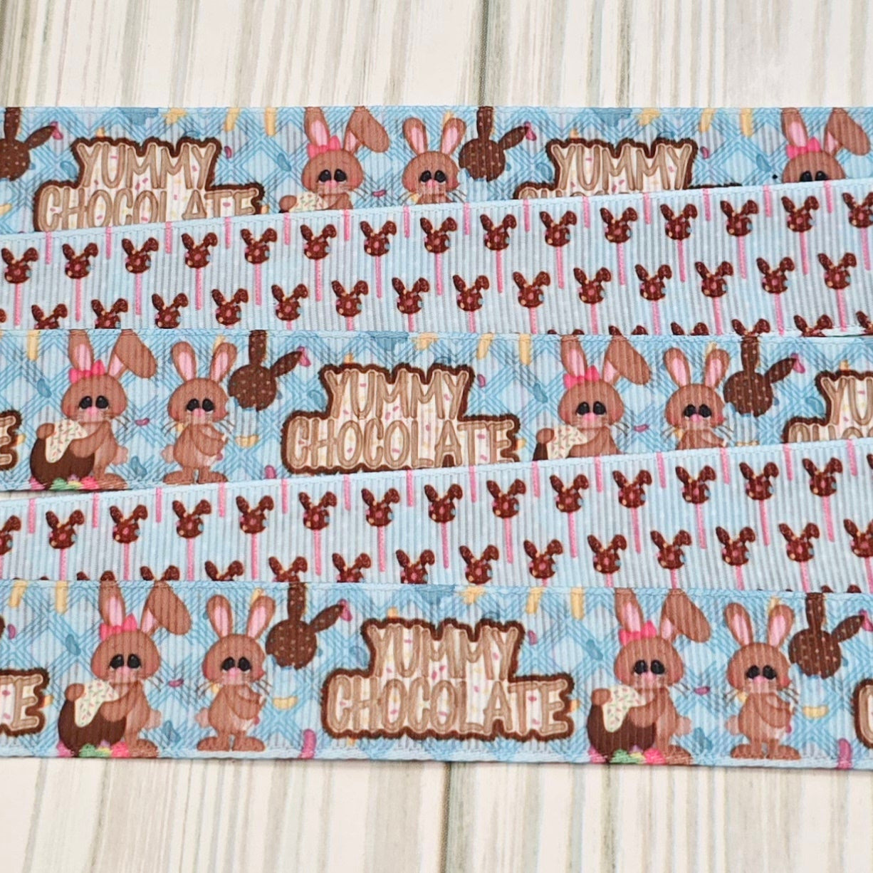 Yummy Chocolate Bunny Grosgrain Ribbon