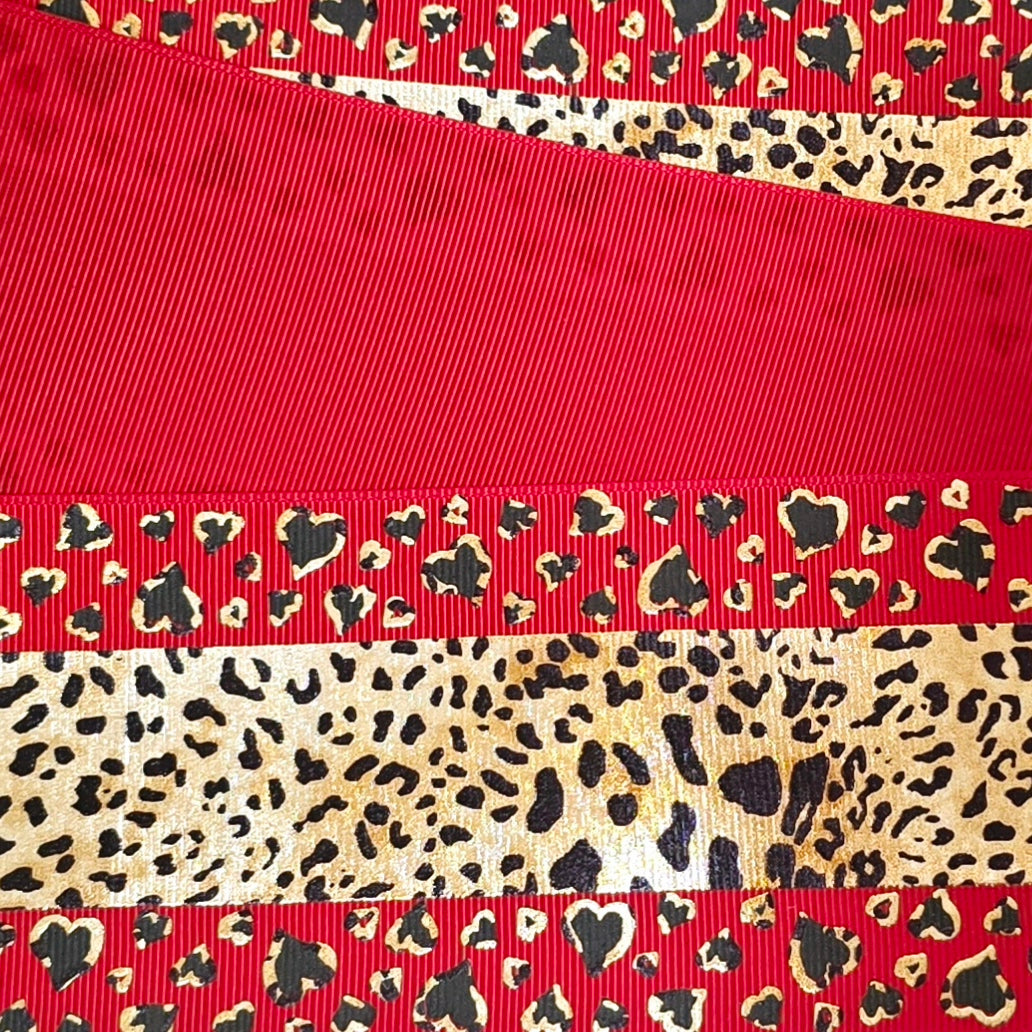 Leopard Heart Print Ribbon