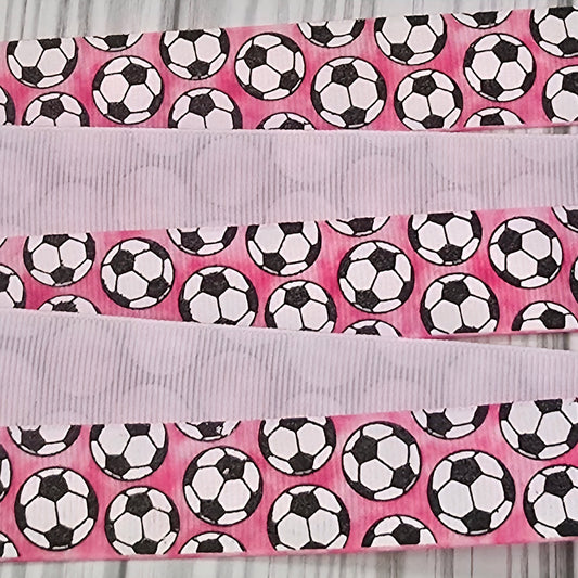 Soccer Balls Watercolor Grosgrain Ribbon