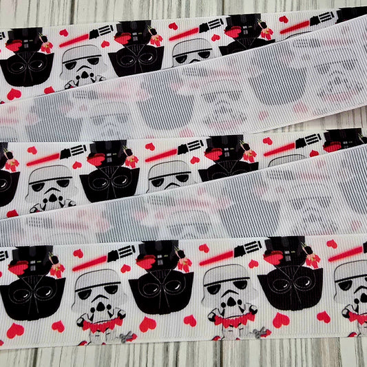 Spacemen & Hearts Grosgrain Ribbon