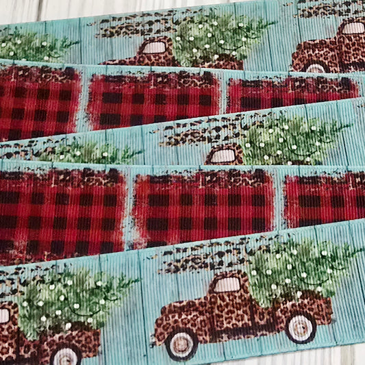 Cheetah Christmas Tree Truck Grosgrain Ribbon