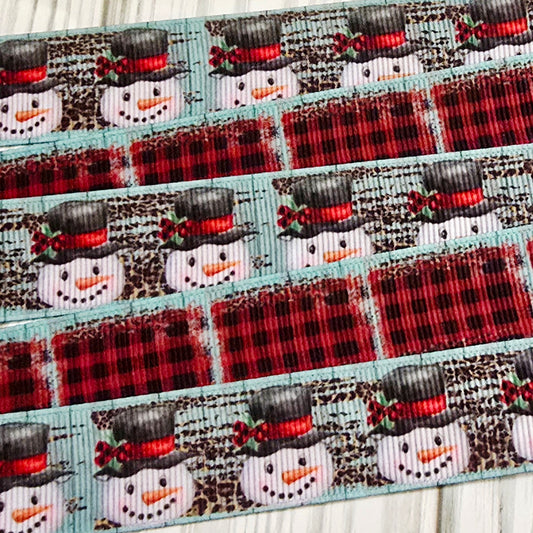 Snowman, Plaid & Cheetah Grosgrain Ribbon