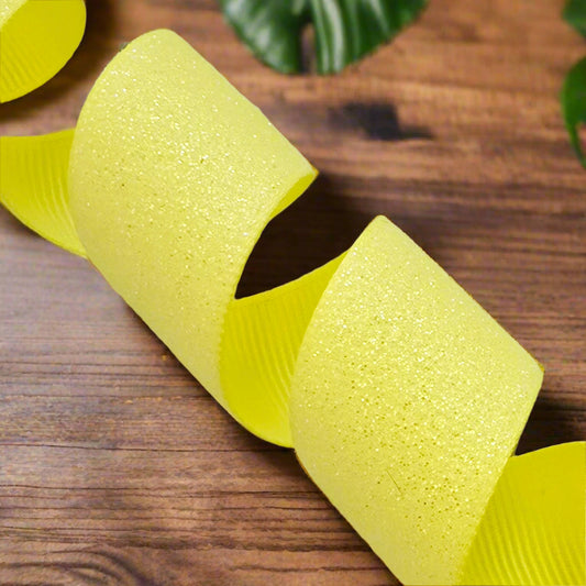 GL - Yellow Soft Glitter Grosgrain RIbbon