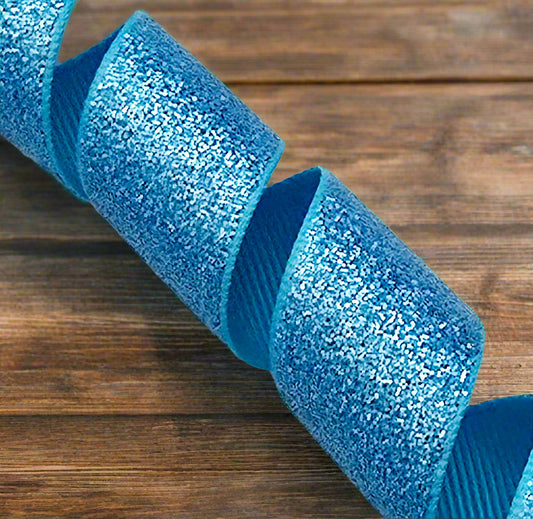 GL - Turquoise Soft Glitter Grosgrain Ribbon