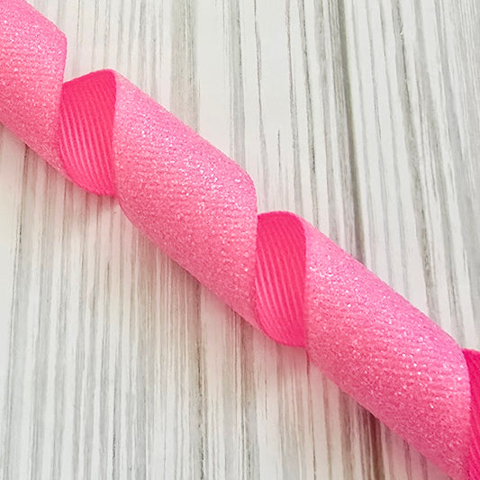GL - Hot Pink Soft Glitter Grosgrain Ribbon