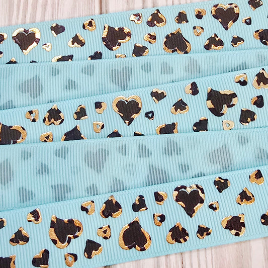 Cheetah Hearts Grosgrain Ribbon