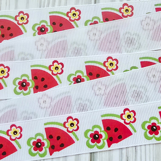 Watermelon & Flowers Grosgrain Ribbon