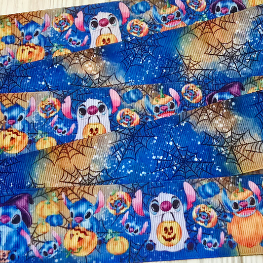 Blue Alien, Ghost, Pumplins and Spiderweb Grosgrain Ribbon Collection